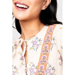 anthropologie Bila 77 Women's Floral Boho Top Cotton Size Small